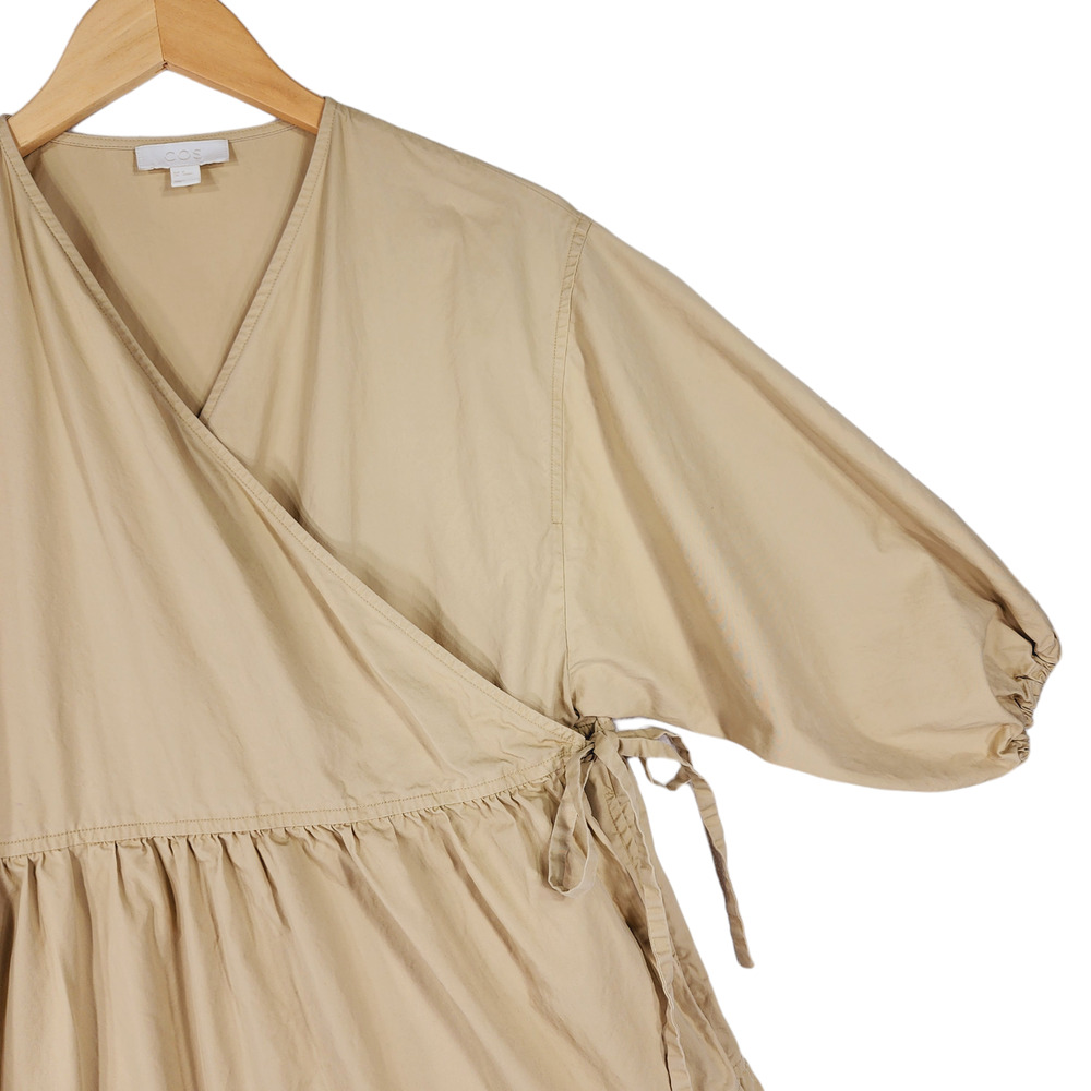 COS Beige Tiered Wrap-Style Midi Dress - Picture 6 of 16